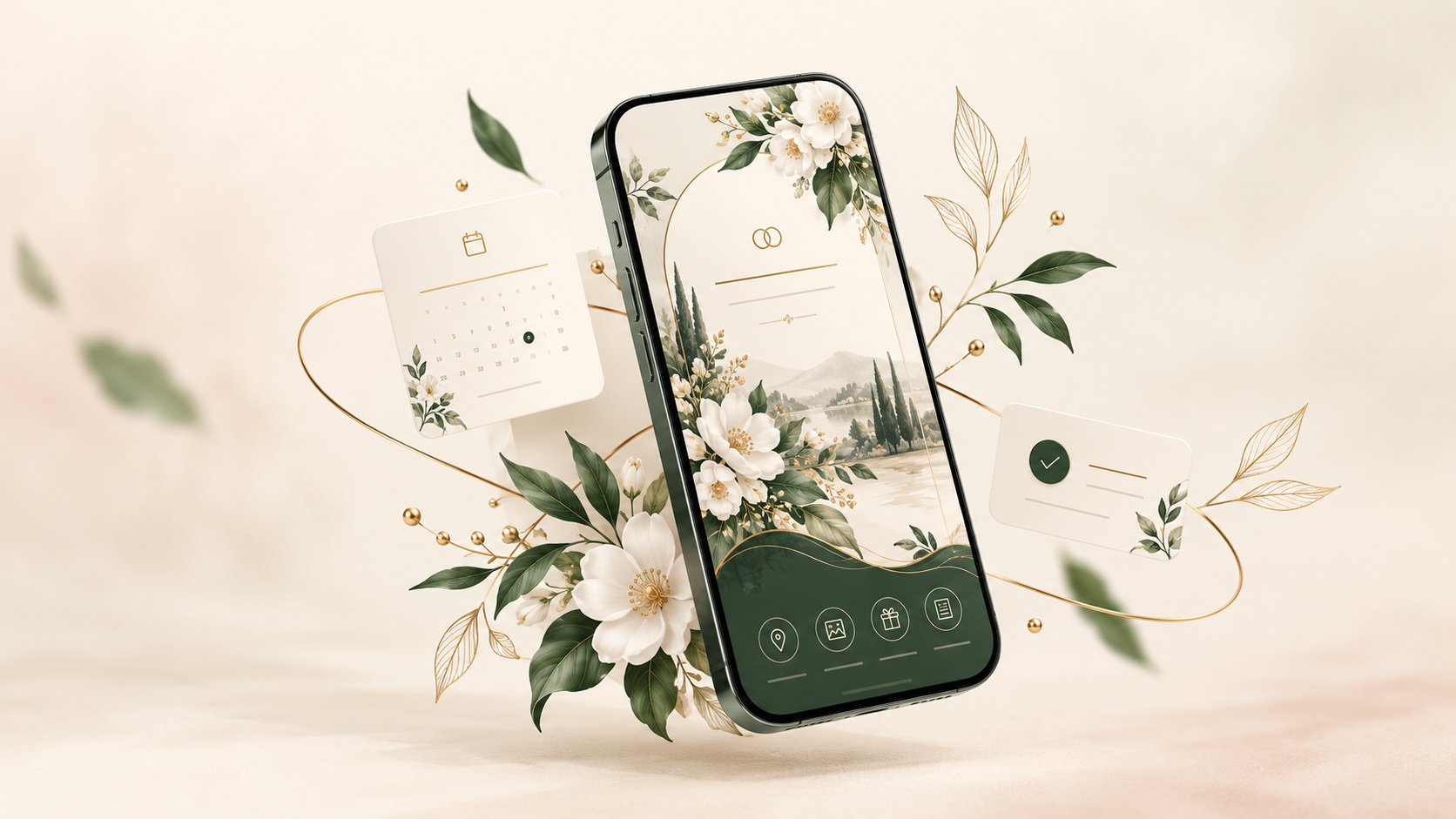Tampilan undangan digital dengan detail acara pada ponsel